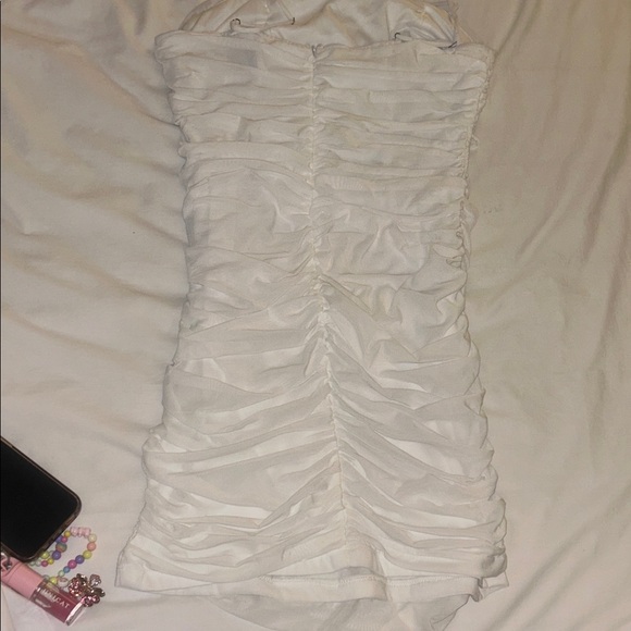 Princess Polly White Ruched Mesh cutout Dress - Picture 5 of 6